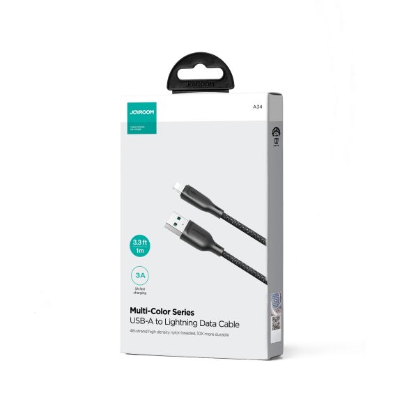 Kabelis Kabelis iPhone daudzkrāsu sērijai USB-A-Lighting 3A 1m Black