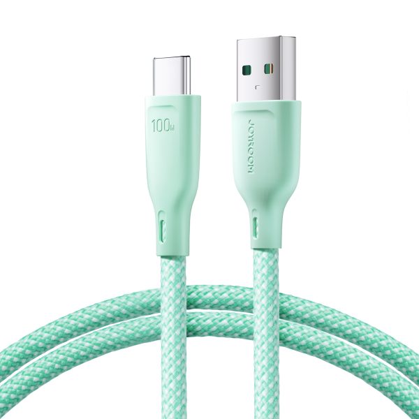 Kabeļu daudzkrāsu sērija USB-A-USB-C 100W Fast pārsūtīšana 1m Green