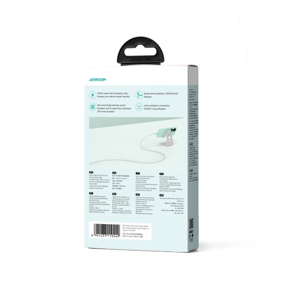 Kabeļu daudzkrāsu sērija USB-A-USB-C 100W Fast pārsūtīšana 1m Green