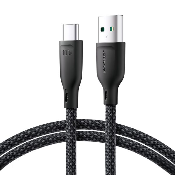 Kabeļu daudzkrāsu sērija USB-A-USB-C 100W Fast pārsūtīšana 1m melna