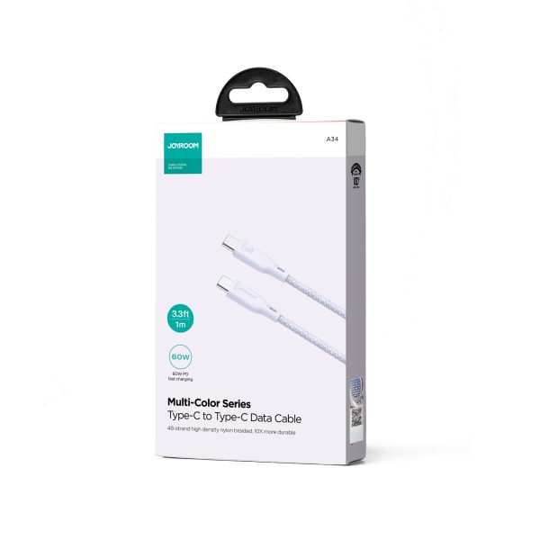 Kabeļu daudzkrāsu sērija USB-C-USB-C 60W Fast Transfer 1m Purple