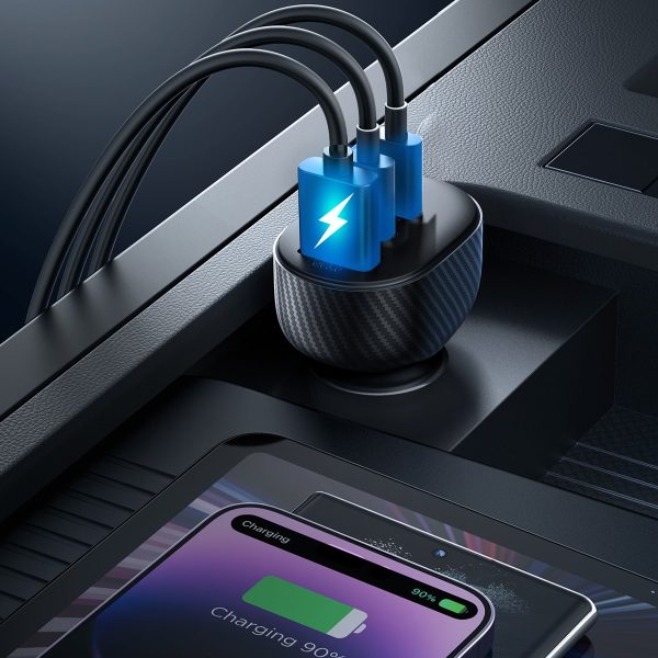 Automašīnu lādētājs ar 2x USB-C USB-A 30W USB-C displeju