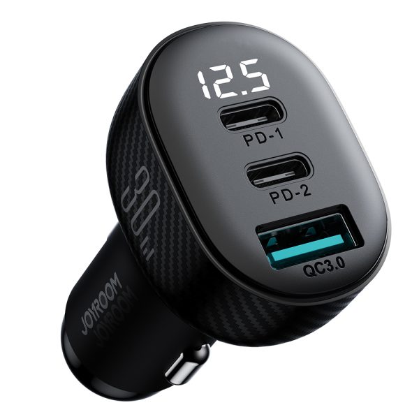 Automašīnu lādētājs ar 2x USB-C USB-A 30W USB-C displeju