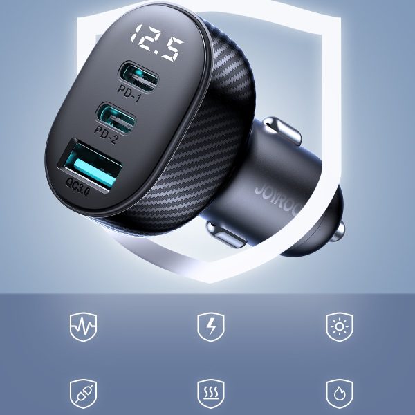 Automašīnu lādētājs ar 2x USB-C USB-A 30W USB-C displeju