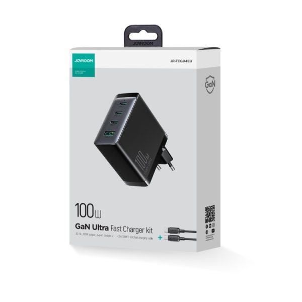 GAN lādētājs ar USB-C 3X USB-C USB-A 100W USB-C kabeli