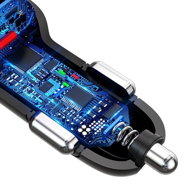 3x USB automašīnas lādētājs ātrais lādiņš 3.0 QC3.0 2,4A 18W balts