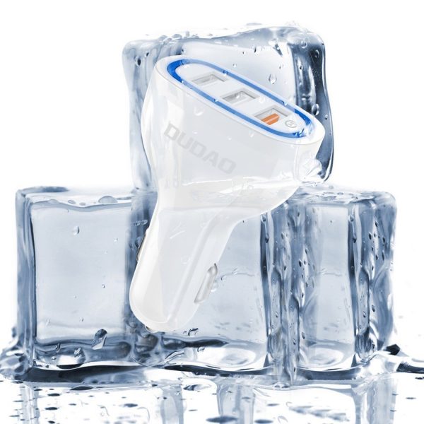 3x USB automašīnas lādētājs ātrais lādiņš 3.0 QC3.0 2,4A 18W balts