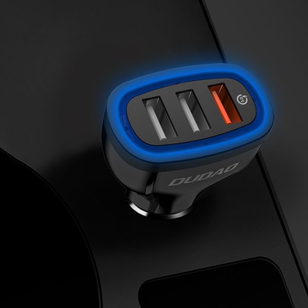 3x USB automašīnas lādētājs ātrais lādiņš 3.0 QC3.0 2,4A 18W balts