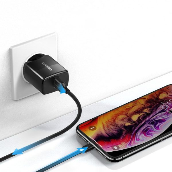 Neliels tīkla lādētājs USB 2.1a melnā krāsā