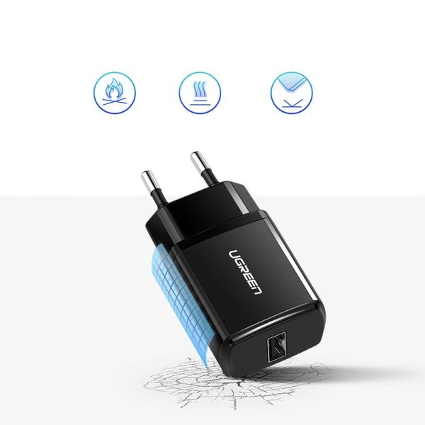 Neliels tīkla lādētājs USB 2.1a melnā krāsā