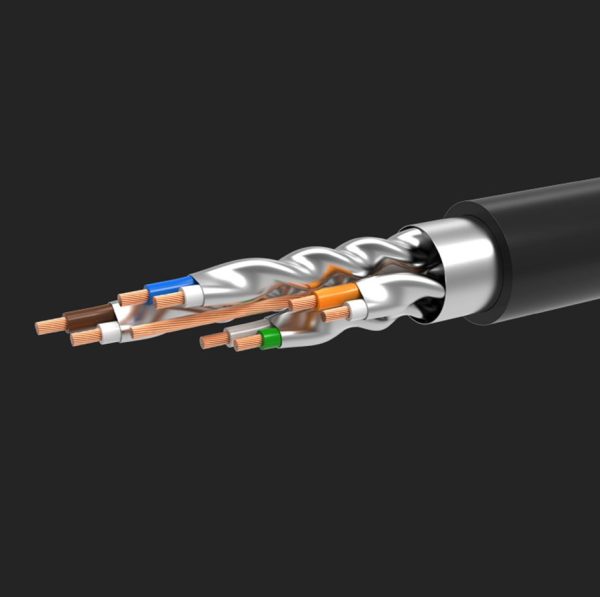 Kabeļa plākstera kabelis LAN RJ45 CAT 7 STP 10Gbps 2m melns