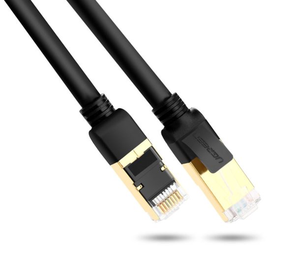 Kabeļa plākstera kabelis LAN RJ45 CAT 7 STP 10Gbps 2m melns