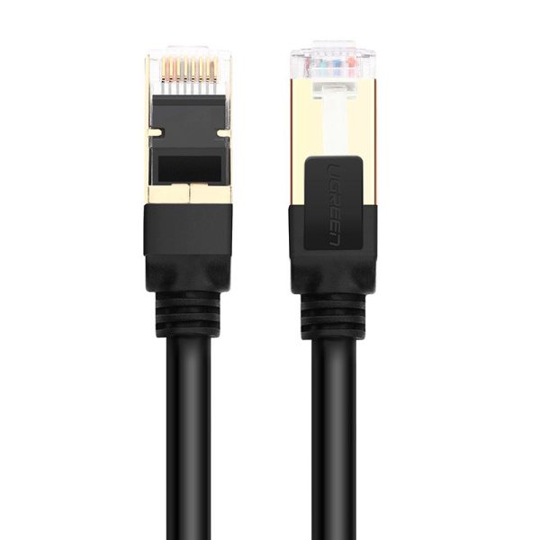 Kabeļa plākstera kabelis LAN RJ45 CAT 7 STP 10Gbps 2m melns
