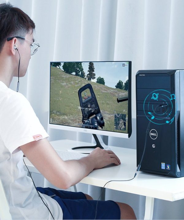 AUX 3,5 mm mini domkrata kolektora adapteris mikrofonam un melnām austiņām