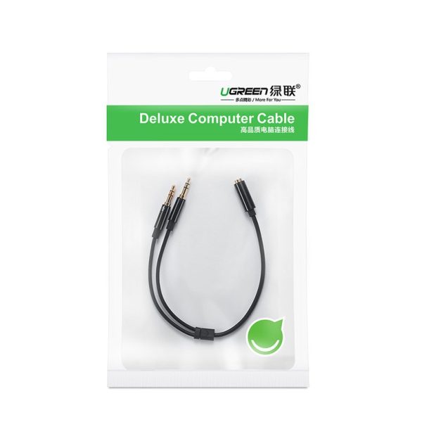 AUX 3,5 mm mini domkrata kolektora adapteris mikrofonam un melnām austiņām
