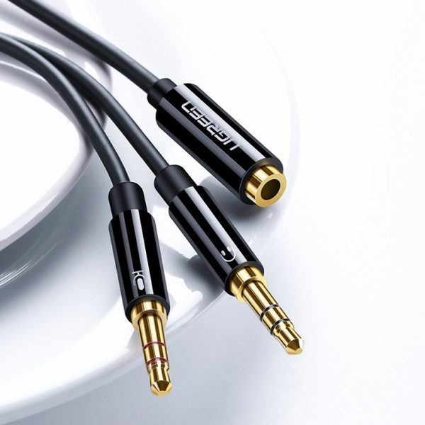 AUX 3,5 mm mini domkrata kolektora adapteris mikrofonam un melnām austiņām