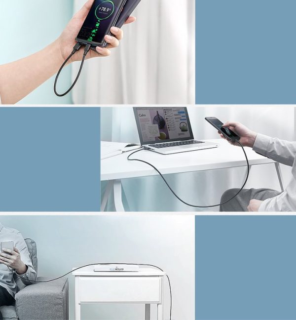 Izturīgs kabeļa USB kabelis - USB -C 480 Mb / s 3a 1,5m melns