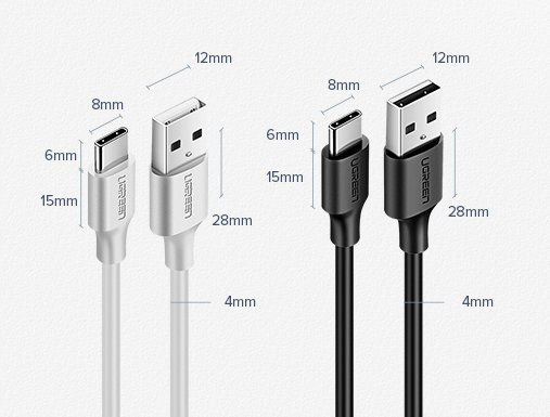 Izturīgs kabeļa USB kabelis - USB -C 480 Mb / s 3a 1,5m melns