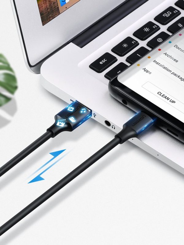 Izturīgs kabeļa USB kabelis - USB -C 480 Mb / s 3a 1,5m melns