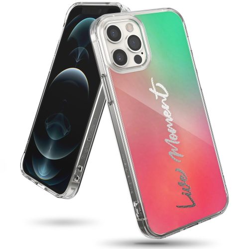 Bruņu korpusa vāks ar gēla rāmja iPhone 12 Pro Max Fusion Design rozā zaļā krāsā