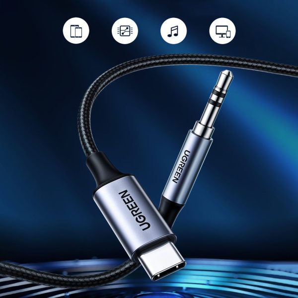Stereo aux aux aux kabeļa mini ligzda - USB -C planšetdatoram 1m melns