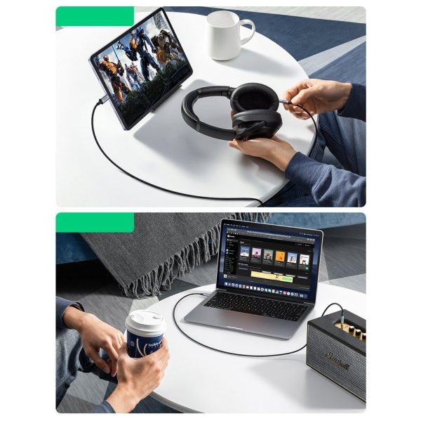 Stereo aux aux aux kabeļa mini ligzda - USB -C planšetdatoram 1m melns