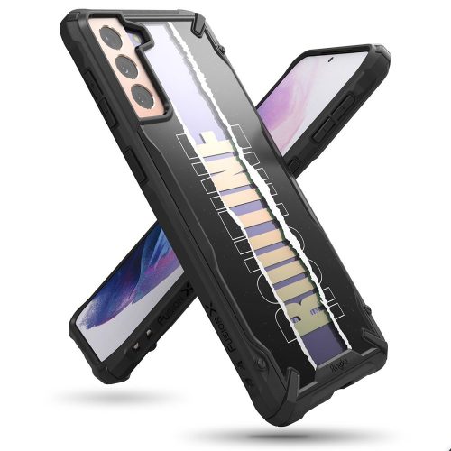 Bruņots korpuss ar Galaxy S21+ 5G Fusion X dizaina rutīna melns korpuss