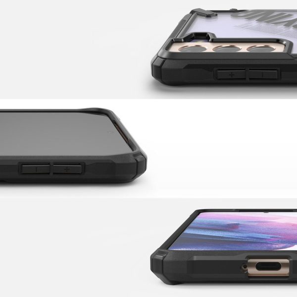 Bruņots korpuss ar Galaxy S21+ 5G Fusion X dizaina rutīna melns korpuss