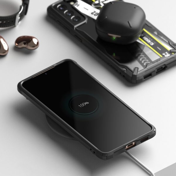 Bruņots korpuss ar Galaxy S21+ 5G Fusion X dizaina rutīna melns korpuss