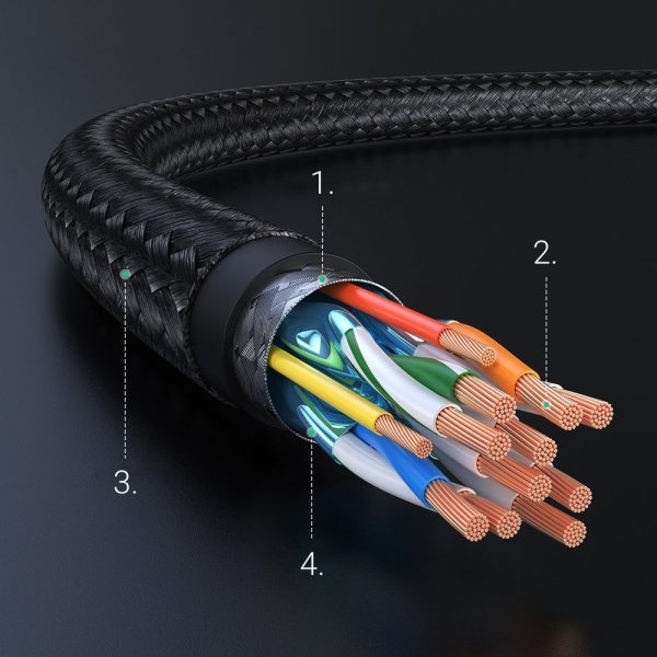 HDMI 2.0 4K video audio kabeļa kabelis pītā 1m melnā krāsā