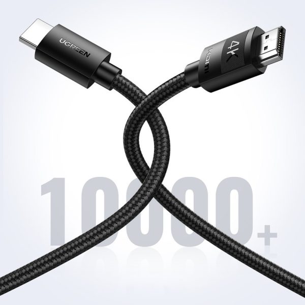 HDMI 2.0 4K video audio kabeļa kabelis pītā 1m melnā krāsā