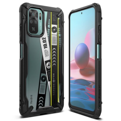 Bruņojušais korpusa vāks ar Xiaomi Redmi Note 10 / 10s Fusion X Dizaina biļete melnais rāmis