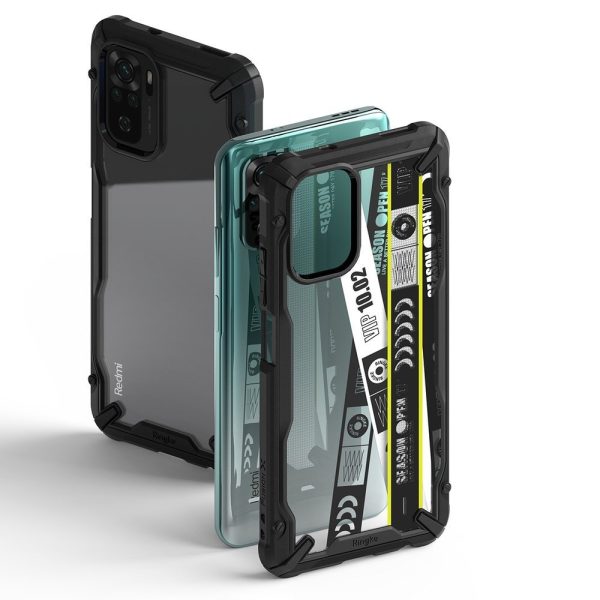 Bruņojušais korpusa vāks ar Xiaomi Redmi Note 10 / 10s Fusion X Dizaina biļete melnais rāmis