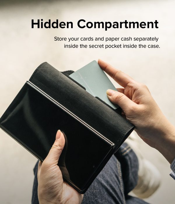 Ādas korpusa apvalks ar atloku Galaxy S22+ folio paraksts melns