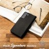 Ādas korpusa apvalks ar atloku Galaxy S22+ folio paraksts melns