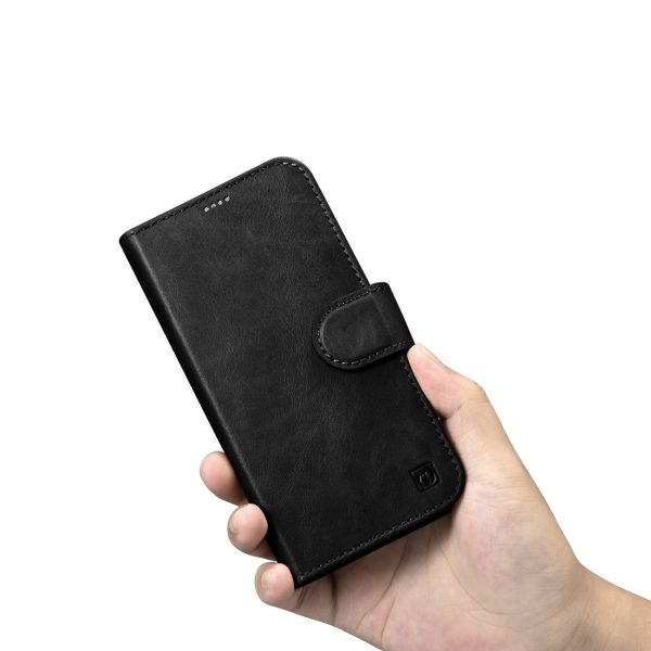 2in1 korpusa ādas apvalks ar iPhone 14 anti-RFID eļļas vaska maka korpuss melns