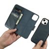 2in1 korpusa ādas apvalks ar iPhone 14 anti-RFID eļļas vaska maka korpuss zilā krāsā