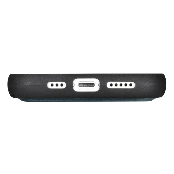 2in1 korpusa ādas apvalks ar iPhone 14 anti-RFID eļļas vaska maka korpuss zilā krāsā