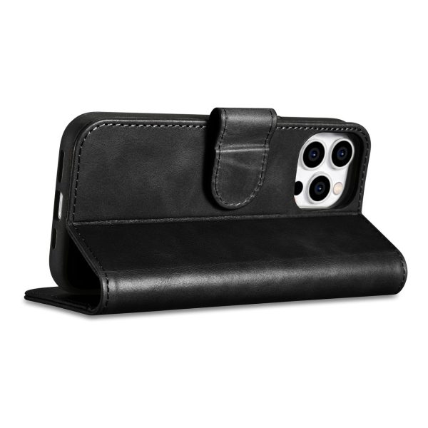 2in1 korpusa ādas apvalks ar iPhone 14 Pro anti-RFID Eļļas vaska maka korpuss melns