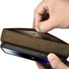 2in1 ādas korpuss ar iPhone 14 Pro anti-RFID Eļļas vaska maka korpuss tumši brūns