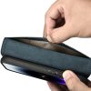 2in1 korpusa ādas apvalks ar iPhone 14 Pro anti-RFID Eļļas vaska maka korpuss zils