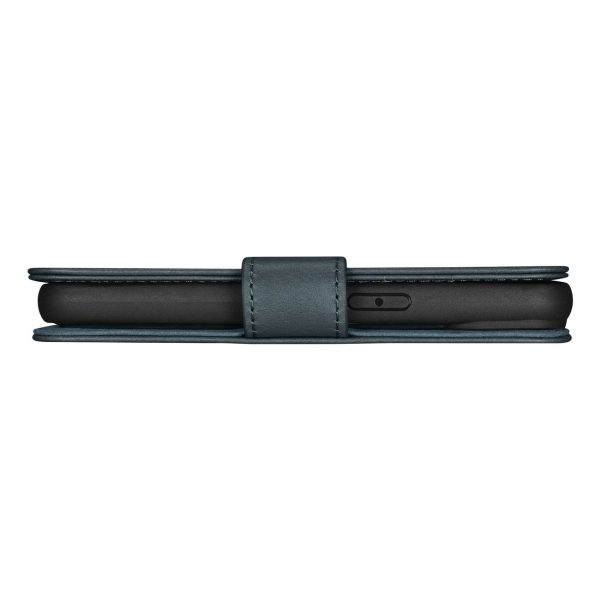 2in1 korpusa ādas apvalks ar iPhone 14 Pro anti-RFID Eļļas vaska maka korpuss zils