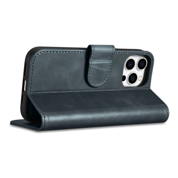 2in1 korpusa ādas apvalks ar iPhone 14 Pro anti-RFID Eļļas vaska maka korpuss zils