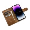 2in1 ādas korpuss ar iPhone 14 Pro anti-RFID Eļļas vaska maka korpuss gaiši brūns
