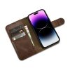 2in1 ādas korpuss ar iPhone 14 Pro Max anti-RFID Eļļas vaska maka maciņš tumši brūns