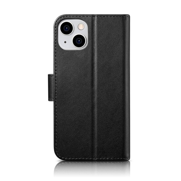 2in1 ādas korpuss ar iPhone 14 anti-RFID maka korpuss melns