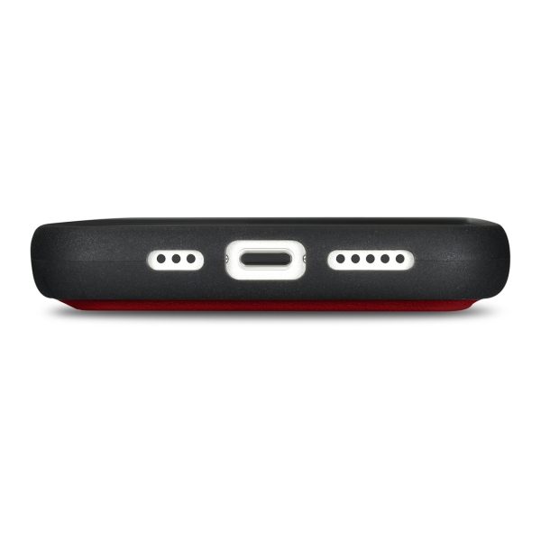 2in1 ādas korpuss ar iPhone 14 anti-RFID maka korpuss sarkans