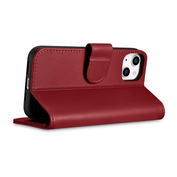 2in1 ādas korpuss ar iPhone 14 anti-RFID maka korpuss sarkans