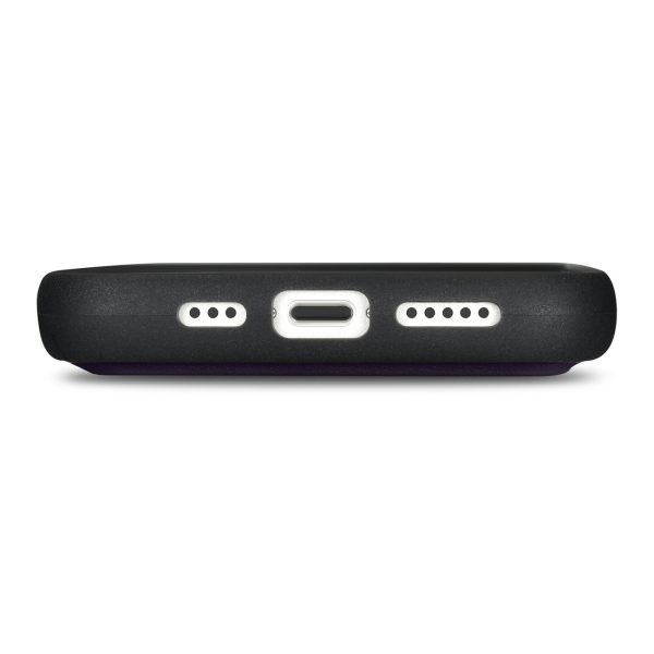 2in1 korpusa ādas apvalks ar iPhone 14 anti-RFID maka korpuss tumši purpursarkanā krāsā