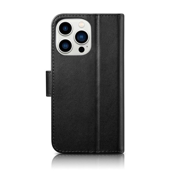 2in1 ādas korpuss ar iPhone 14 Pro anti-RFID maka korpuss melns